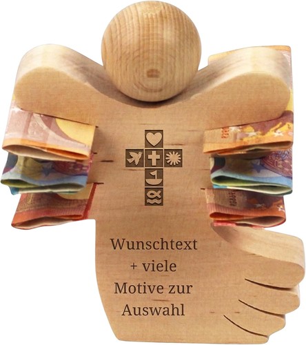 Holzengel mit gravur name - mit,