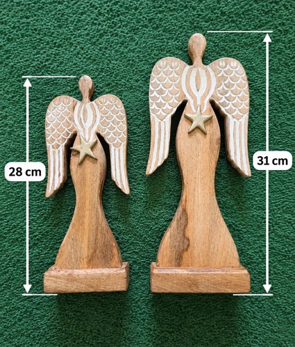 Dekofigur engel holz weiß mit - holz,