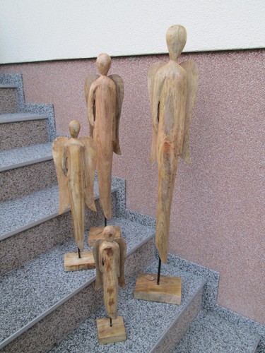 Aufsteller engel aus - aus, mangoholz